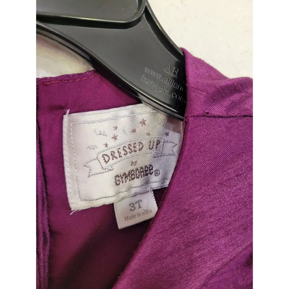 Gymboree Dressed Up Toddler Girls Purple Floral Faux Silk Party Dress Size 3T #8